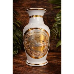 Vintage Art of Chokin Hawaii Vase | Gold Gilded Japanese Porcelain